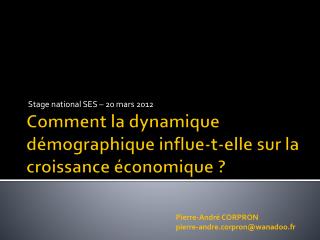 Comment la dynamique démographique influe-t-elle sur la croissance économique ?