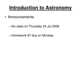 Introduction to Astronomy