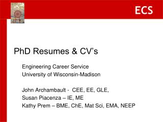 PhD Resumes &amp; CV’s