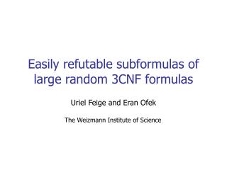 Easily refutable subformulas of large random 3CNF formulas