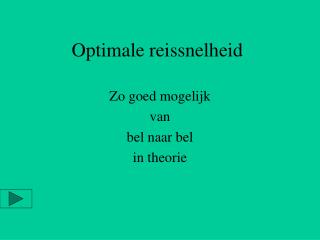 Optimale reissnelheid