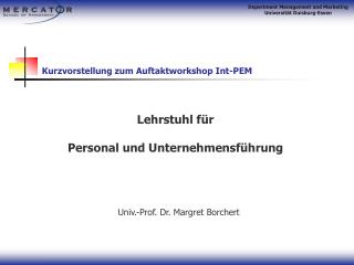 Kurzvorstellung zum Auftaktworkshop Int-PEM