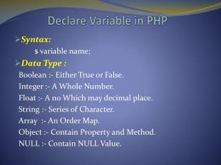 Declare Variable in PHP