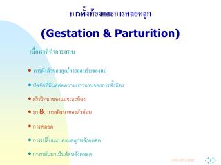 การตั้งท้องและการคลอดลูก (Gestation &amp; Parturition)