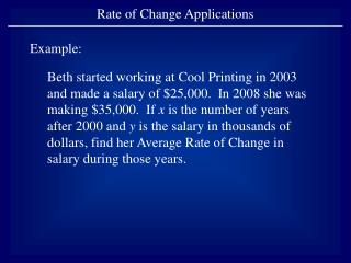 Rate of Change Applications