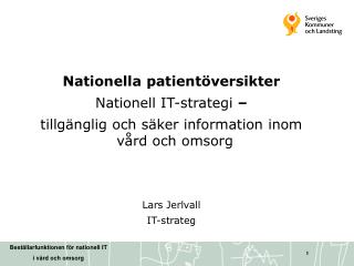 Nationella patientöversikter Nationell IT-strategi –