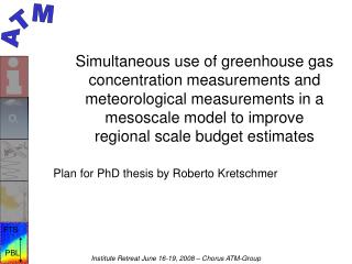 Plan for PhD thesis by Roberto Kretschmer