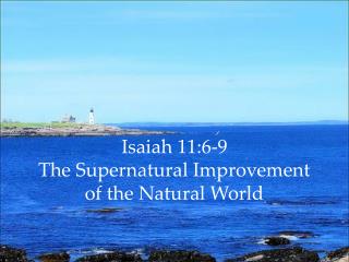 Isaiah 11:6-9 The Supernatural Improvement of the Natural World