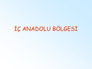 İÇ ANADOLU BÖLGESİ