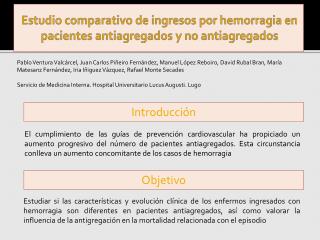 Estudio comparativo de ingresos por hemorragia en pacientes antiagregados y no antiagregados