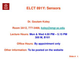 ELCT 891Y: Sensors