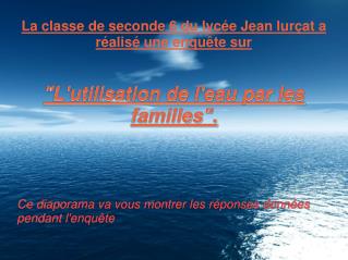 La classe de seconde 6 du lycée Jean lurçat a réalisé une enquête sur