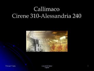 Callimaco Cirene 310-Alessandria 240