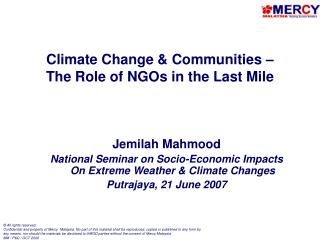 Climate Change &amp; Communities – The Role of NGOs in the Last Mile