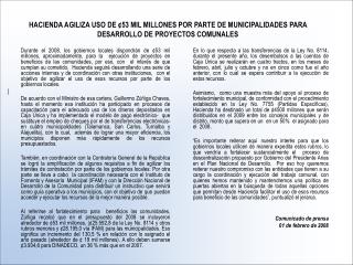 Hacienda agiliza uso de 53 mil millones 01 FEB 2008