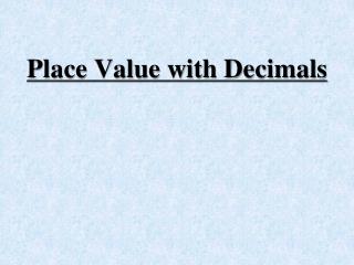 Place Value with Decimals