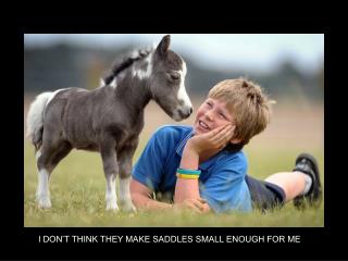 I DON’T THINK THEY MAKE SADDLES SMALL ENOUGH FOR ME