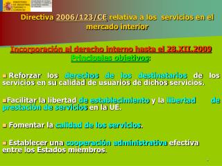 Directiva 2006/123/CE relativa a los servicios en el mercado interior