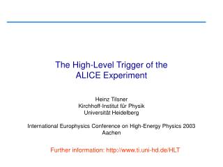 The High-Level Trigger of the ALICE Experiment