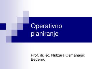 Operativno planiranje