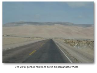 Und weiter geht es nordwärts durch die peruanische Wüste