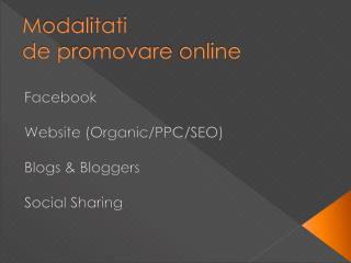 Modalitati de promovare online