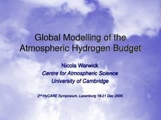 Global Modelling of the Atmospheric Hydrogen Budget