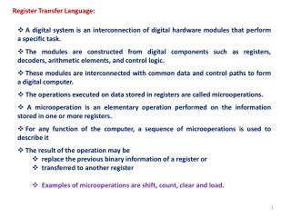 Register Transfer Language: