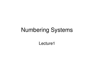 Numbering Systems