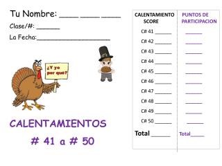 CALENTAMIENTO PUNTOS DE SCORE PARTICIPACION