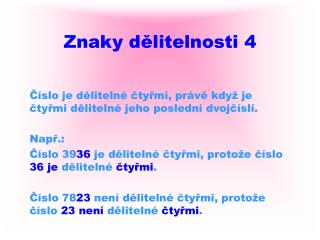 Znaky dělitelnosti 4