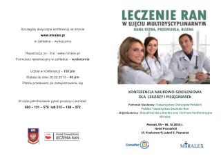 KONFERENCJA NAUKOWO-SZKOLENIOWA DLA LEKARZY I PIELĘGNIAREK