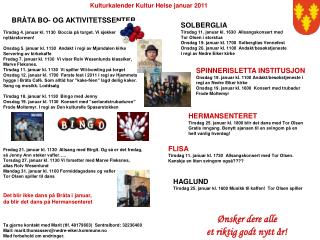 Kulturkalender Kultur Helse januar 2011