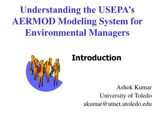 Understanding the USEPA’s AERMOD Modeling System for Environmental Managers