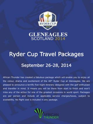 Ryder Cup Travel Packages September 26-28, 2014