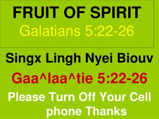 FRUIT OF SPIRIT Galatians 5:22-26