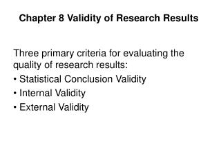 Chapter 8 Validity of Research Results