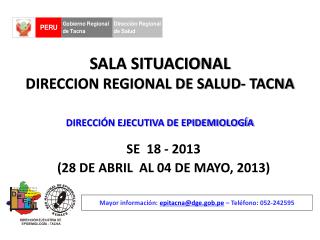 SALA SITUACIONAL DIRECCION REGIONAL DE SALUD- TACNA