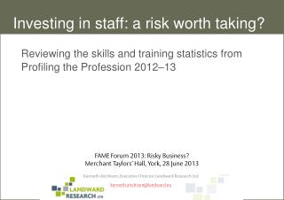 Reviewing the skills and training statistics from Profiling the Profession 2012–13