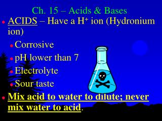 Ch. 15 – Acids &amp; Bases