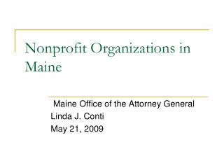 Nonprofit Organizations in Maine