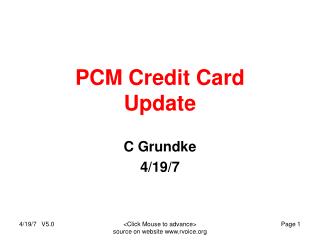 PCM Credit Card Update