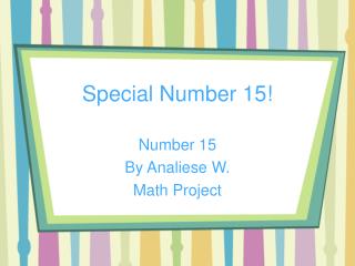 Special Number 15!