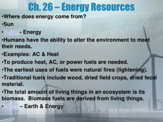 Ch. 26 – Energy Resources