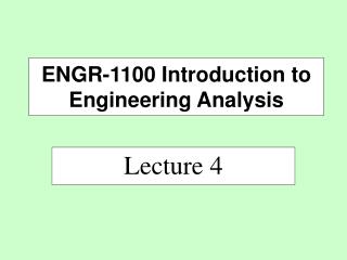 ENGR-1100 Introduction to Engineering Analysis