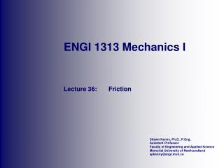 ENGI 1313 Mechanics I