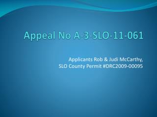 Appeal No A-3-SLO-11-061