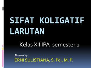 Sifat Koligatif Larutan