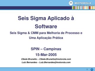 Seis Sigma Aplicado à Software Seis Sigma &amp; CMM para Melhoria de Processo e Uma Aplicação Prática SPIN – Campinas 15