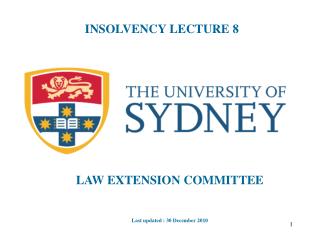INSOLVENCY LECTURE 8